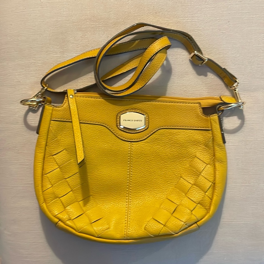 Franco Sarto mustard gold pebbled leather purse